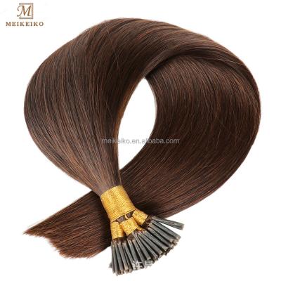 China Wholesale High Quality Straight Double Ended Prebonded i Tip Hair Extensions Italian Virgin Keratin Hair Extension for sale