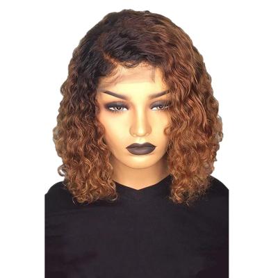 China 4x4T Part Closure Short Brazilian Water Wave 1B# Human Hair Bob Lace Wigs For Colored Women Pre Plucked With Baby Hair for sale