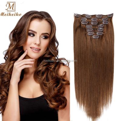 China Silky Straight Wave Good Quality Clip In Extensions 100g 7Pcs/set Remy Human Hair Natural Hair Russian Machine Made Hair for sale