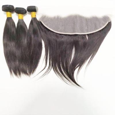 China Unprocessed Virgin Brazilian Hair Weave Hair Bundles 100% Natural Color Hair Weave 3 Pcs With 1pcs HD Closure And HD Lace Headband for sale