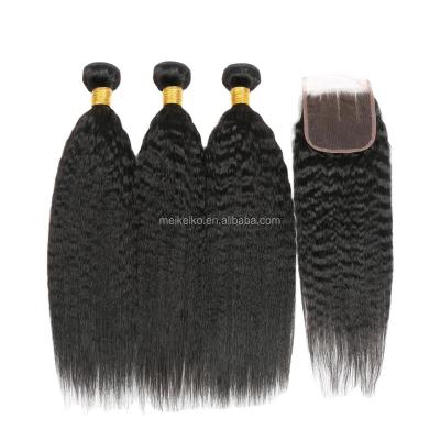 China Wholesale Curly Straight Virgin Hair Bundles With Cuticle Aligned Good Quality Curly Straight Hair Bundles Lace Closure Hair Weave Bundles With Closure for sale