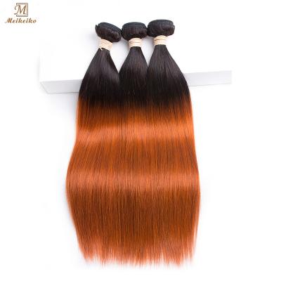 China Factory Price Softest Ombre Hair Color 1B/350 Wholesale Hair Bundle 10A Gold Blonde Orange Straight Virgin Hair Bundles for sale