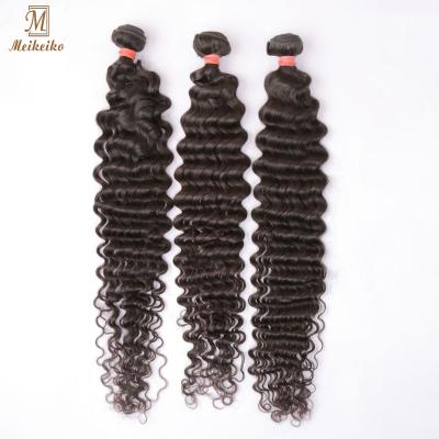 China Deep Wave 10 A Deep Wave Hair Bundles With Lace Closure Brazilian Hair Weave Bundles Virgin Hair Extension for sale