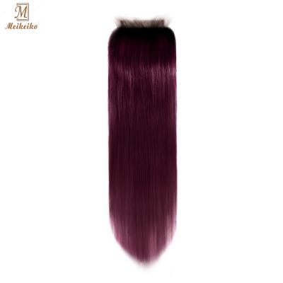 China Part Lace Closure 4x4 Hairline Brazilian Remy Human Hair Closure Free Natural Part 10-30inch Can Be Dyed for sale