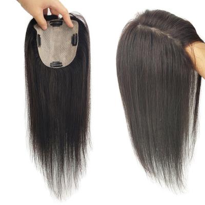 China Straight Skin Hair Topper With 4 Base Clip In 5