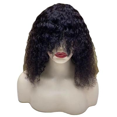 China Wholesale Density Curly Natural Color Curly Wig With Bangs Machine Made Short Bob Wig For Black Women Hair Wigs Fringe for sale