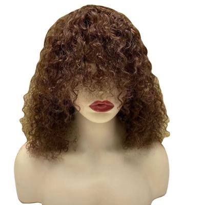 China Curly #4 Color #4 Fringe Short Curly Hair Wigs For Women Machine Wigs Cheap Egg Full Curve Bob Wig With Bangs for sale