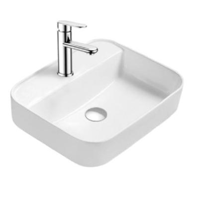 China Modern Quality Bathroom Wash Lavabo Above Counter Mounting Sink White Rectangular Porcelain Basin for sale