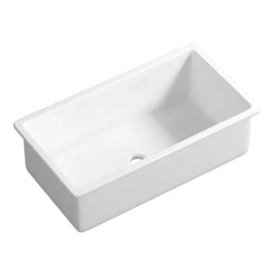 China Without Faucet Zhongshan Customizable Rectangular Kitchen Sink Modern Style Ceramic Undermount Basin for sale