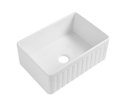 China Without Faucet Farmhouse Sink Deep Single Bowl White Ceramic Porcelain Fireclay Apron-Front Kitchen Farm House Sink for sale