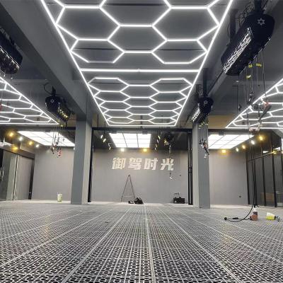 China Car Workshop Factory Sell Hexagonal Grid Led Light Honeycomb Garage Lamp Led Hexagon Morden Ceiling Lights For Auto Detailing Shop Garage for sale