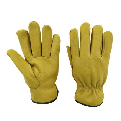 China Softness Mill Price Buffalo Grain Leather Protective Yellow Soft Hand Gloves for sale