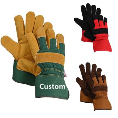 China Anti-Cut Safety Cuff Patched Cow Leather Wearproof Glove Importers Leather Work Gloves for sale