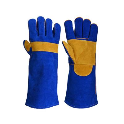 China Hot Sale Heat Resistant Cow Split Leather Flame Retardant Welding Gloves for sale