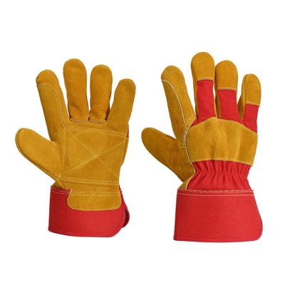 China Double Palm Safety Soft Industrial Cow Split Leather Welding Work Gloves for sale