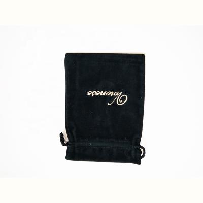 China Recyclable Gold Logo Black Velvet Gift Bag Pouches For Jewelry for sale