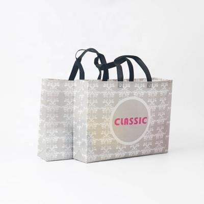 China Durable Printed Logo Handled Laminated Totebag Packaging Non Woven Fabric Recycled Foldable Shopping Bag for sale