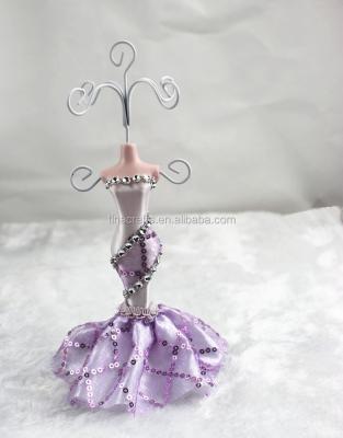 China Light Purple Jewelry Display Lace Evening Dress Mannequin Doll Jewelry Display For Necklace Ring for sale