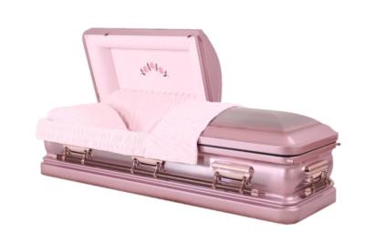 China Pink Velvet Metal Casket MC10 Urn Shape 18 Gauge Round Corner SGS Approved for sale