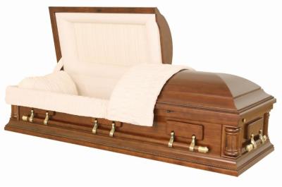 China High Gloss Wood Caskets / Poplar Casket American Design With Velvet Interior for sale