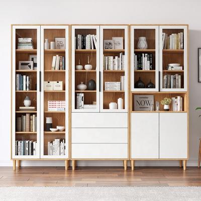 China Contemporary Factory Wholesale Wooden Office Cabinet 6 Shelf Split Bookcases Show Shelf With Glass Door for sale