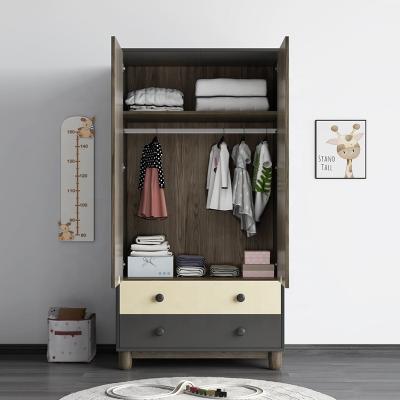 China Modern Large Capacity Legs Double Drawer Solid Wood Kids Storage Wardrobe for sale