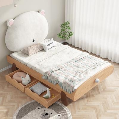 China Cute Modern Kids Eco-friendly Board Solid Wood Legs Support Bedside Storage Bed for sale