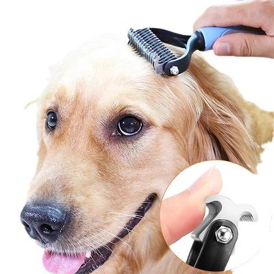 China Pet Grooming Remover Dog Cat Hair Lint Remover Brush Stainless Steel Pet Knot Open Stocked Comb for sale