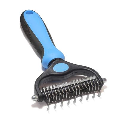 China Stored Open Comb Stainless Steel Pet Knot Open Comb Effective Reduces Pet Hair Shedding Comb Dog Cat Grooming Tool for sale