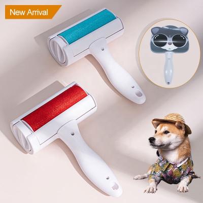 China Viable Plastic Pet Cat Hair Lint Roller Brush Dog Hair Remove Self-cleaning Reusable Pet Fur Brush for sale