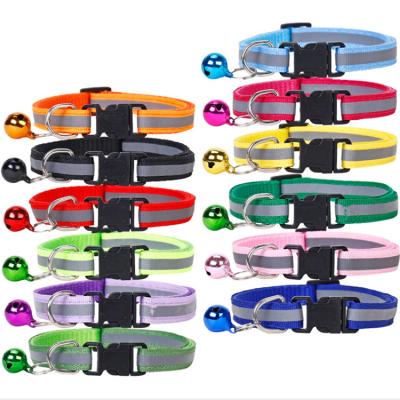 China Wholesale Stocked Cat Pet Reflective Collar With Adjustable Multi-colors Pet Bell for sale