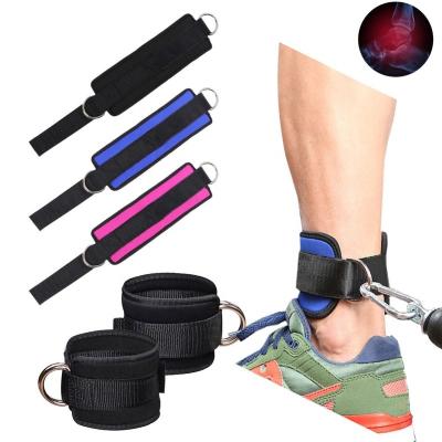 China Wear Resistant Neoprene Padded Fitness Ankle Strap D-Ring Attachment Foot Support for sale