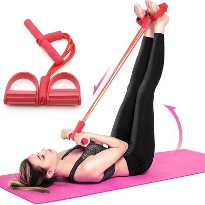 China Cable To Arm Fitness 4 Tubes Resistance Bands Sit Up Pull Rope Rower Elastic Bands Gym Sports Home Training Equipment for sale