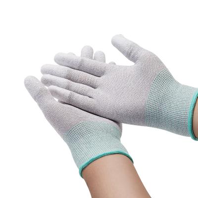 China Antistatic Electronics Working Carbon PU Conductive Nylon Fingertip Coated Antistatic Esd Gloves for sale