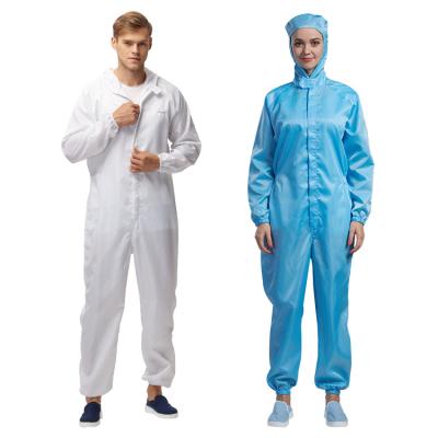 China All Kinds Of Dust Clean Dustproof Lint Free Anti-Static Proof Reusable Esd Workshop Zipper Coverall Cleanroom Coverall for sale