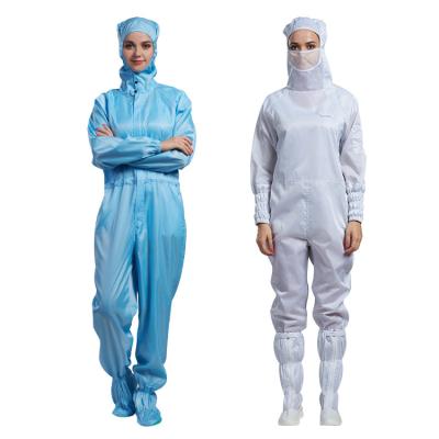 China All Kinds Of Clean Workshop Manufacturer Esd Coveralls Cleanroom Antistatic Overalls With Hood for sale