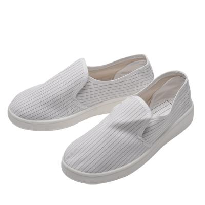 China Dustproof PU Anti-Static Off Sole Washable Striped Canvas Esd Clean Room Anti-Static Shoes for sale