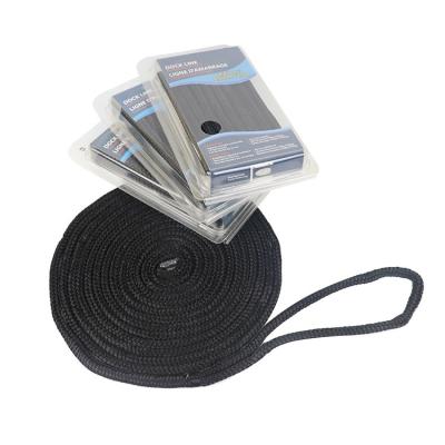 China For Boats Sailing Marine Black Color Nylon Braided Double Dock Lines Marine Ropes For Boats for sale