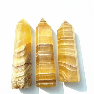 China Wholesale Natural Crystal Point Yellow Fluorite Wands from China Leads Fluorite Column for Healing for sale