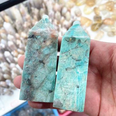 China Wholesale Europe Gem Tower Quartz Amazonite Point Natural For Folk Crafts for sale