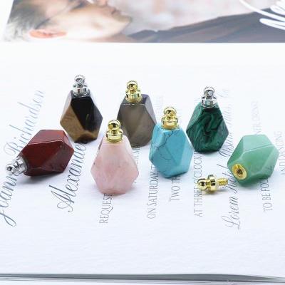 China Wholesale Europe Healing Quartz Crystals Perfume Bottle Rose Quartz Gemstone Essential Oil Bottle Pendant Necklace for sale