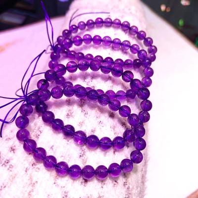 China 7.5mm Eco-friendly Natural Stretch Crystal Beaded Bracelet Jewelry Energy Purple Amethysts Quartz Bracelet For Sale for sale