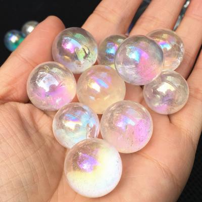 China Europe Jewelry Preparing Color Plated Crystal Sphere Angel Aura Quartz Crystal Ball For Folk Crafts for sale