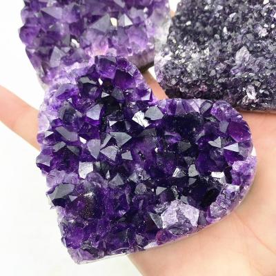 China China Wholesale Natural Amethyst Geode Heart Shape Quartz Magnet Cluster Crystal Specimen Energy Healing for sale