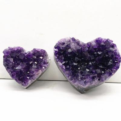 China China TOPS Good Quality Heart Shape Amethyst Geode Cluster Amethyst Cluster Dark Crafts For Home Decoration for sale