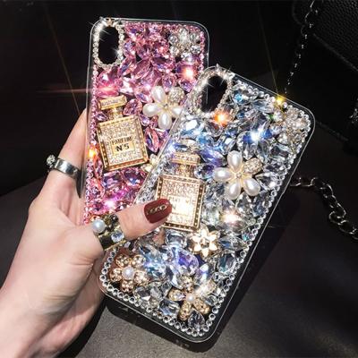 China Perfume Bottles Diamond Case For iPhone13 Pro Shockproof Max Diamond-encrusted Protective Sleeve For iPhone12 Pro Max Case for sale