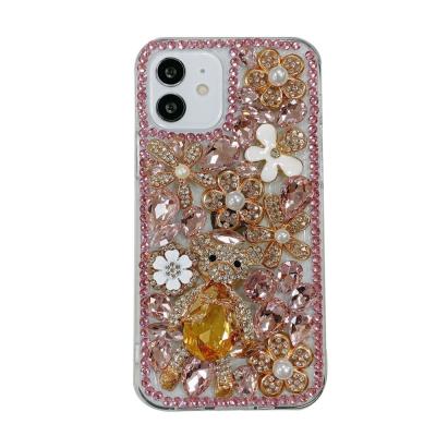 China Anti-fall cartoon bear case for iPhone11 12 13 pro Max Transparent Diamond Phone Case for 6 7 8 X Xs Xr max for sale