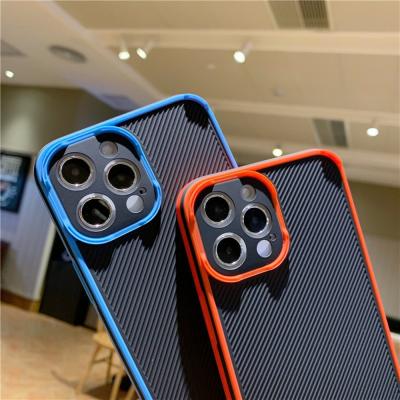 China Anti-fall Carbon Fiber Case For iPhone13 12 11 pro Max Eagle Eye Stripe Frosted Case For Samsang Huawei Infinxi Vivo Oppo for sale