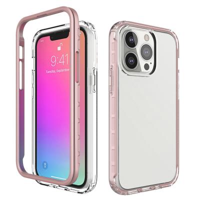 China Transparent Anti-fall TPU Case For iPhone 12 13 Pro Max 2 In 1 PC Border Airbag Case For Sam Huawei for sale