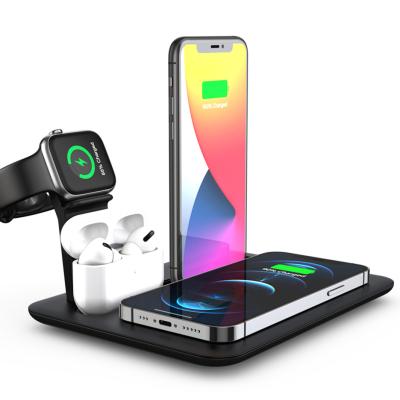 China QI Certification 15W Wireless Charger Stand Phone Earphone Watch Charger Bulk Order Free Sample Charging Smart Watch 6 in 1 for sale